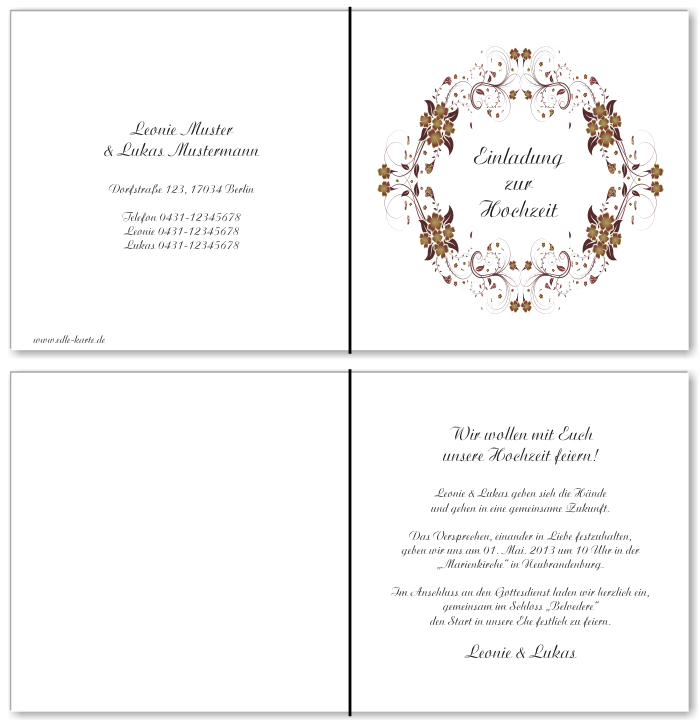  Einladungskarten Hochzeit, Hochzeitseinladungen, Hochzeitskarten, Einladungen f&uuml;r Hochzeit