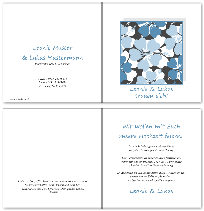  Einladungskarten Hochzeit, Hochzeitseinladungen, Hochzeitskarten, Einladungen f&uuml;r Hochzeit