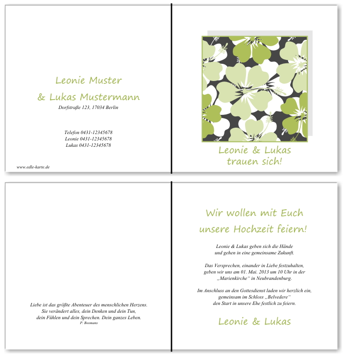  Einladungskarten Hochzeit, Hochzeitseinladungen, Hochzeitskarten, Einladungen f&uuml;r Hochzeit