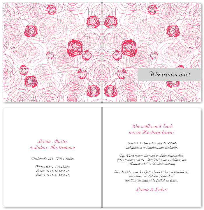  Einladungskarten Hochzeit, Hochzeitseinladungen, Hochzeitskarten, Einladungen f&uuml;r Hochzeit