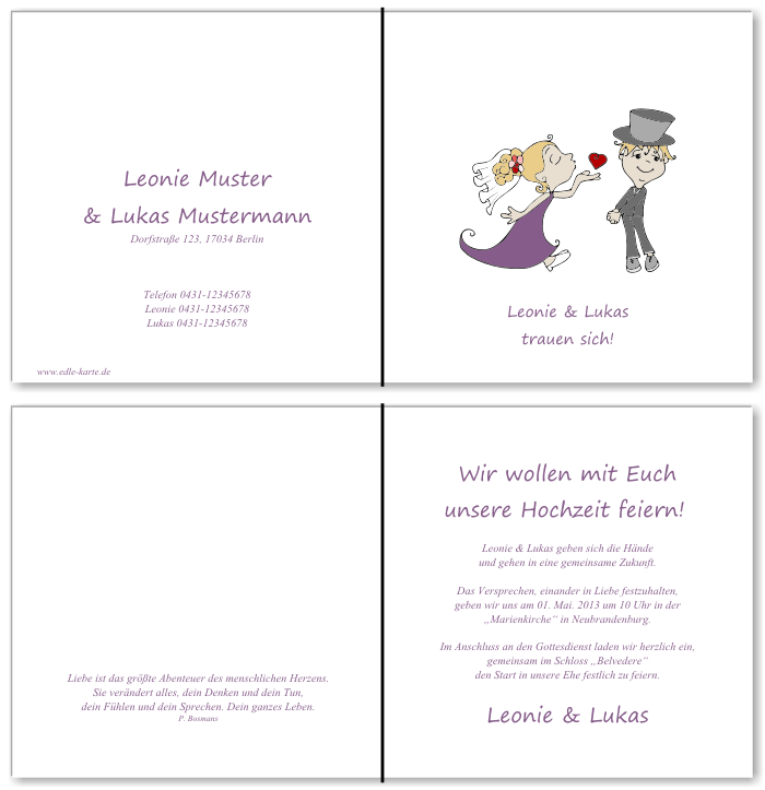  Einladungskarten Hochzeit, Hochzeitseinladungen, Hochzeitskarten, Einladungen f&uuml;r Hochzeit