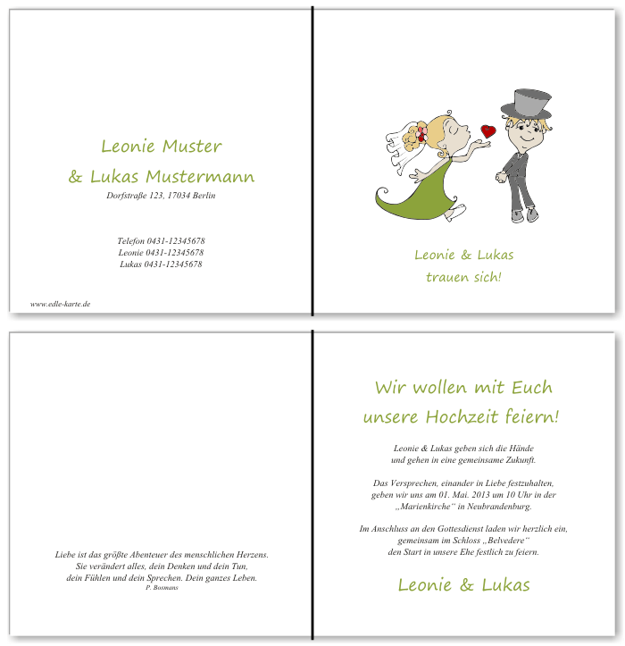  Einladungskarten Hochzeit, Hochzeitseinladungen, Hochzeitskarten, Einladungen f&uuml;r Hochzeit