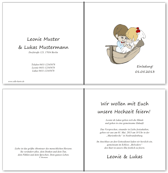  Einladungskarten Hochzeit, Hochzeitseinladungen, Hochzeitskarten, Einladungen f&uuml;r Hochzeit