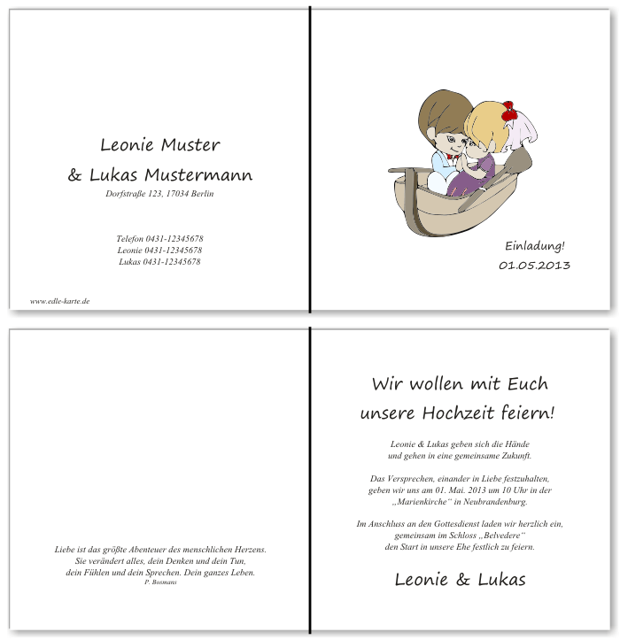  Einladungskarten Hochzeit, Hochzeitseinladungen, Hochzeitskarten, Einladungen f&uuml;r Hochzeit