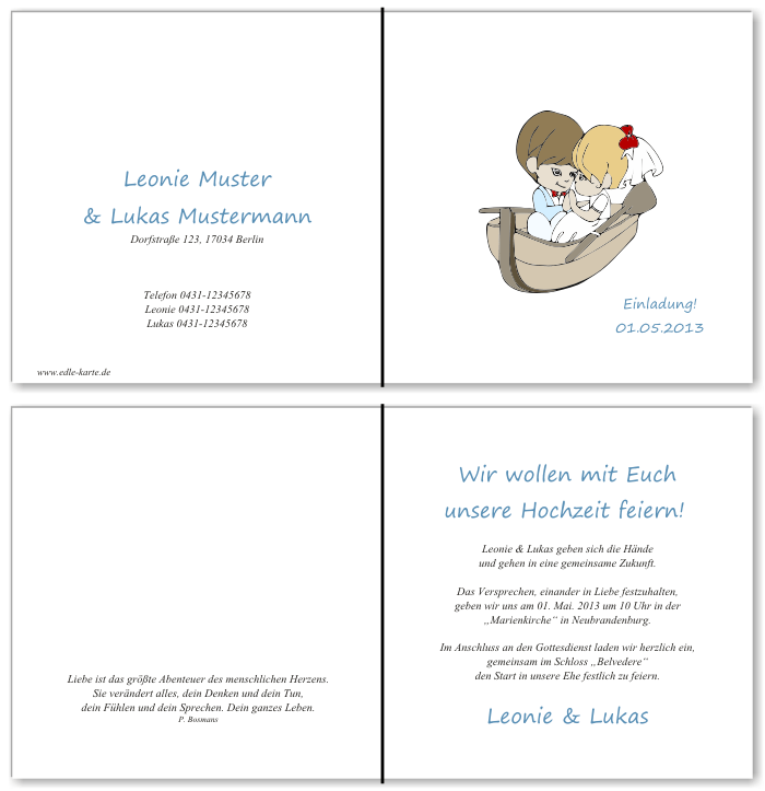  Einladungskarten Hochzeit, Hochzeitseinladungen, Hochzeitskarten, Einladungen f&uuml;r Hochzeit