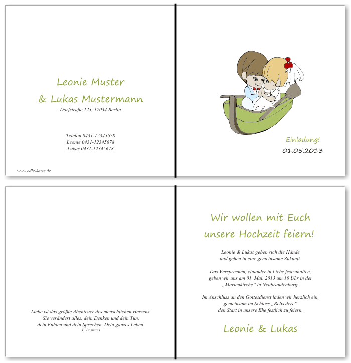  Einladungskarten Hochzeit, Hochzeitseinladungen, Hochzeitskarten, Einladungen f&uuml;r Hochzeit