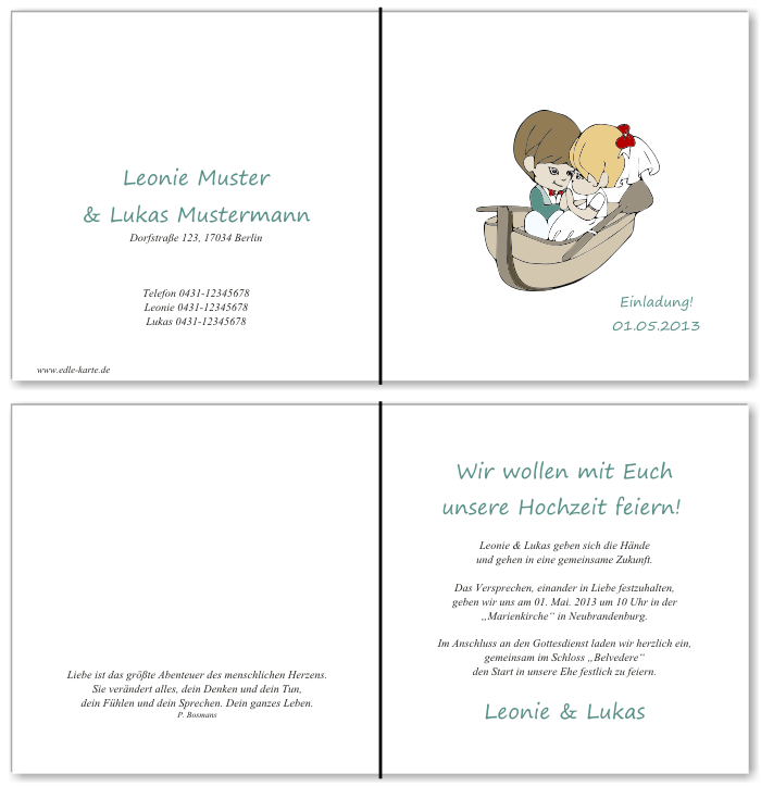  Einladungskarten Hochzeit, Hochzeitseinladungen, Hochzeitskarten, Einladungen f&uuml;r Hochzeit