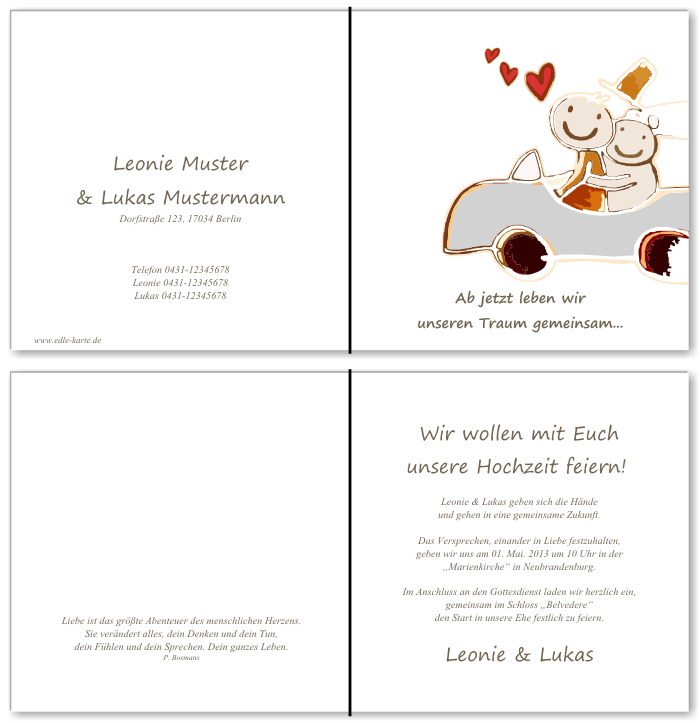  Einladungskarten Hochzeit, Hochzeitseinladungen, Hochzeitskarten, Einladungen f&uuml;r Hochzeit