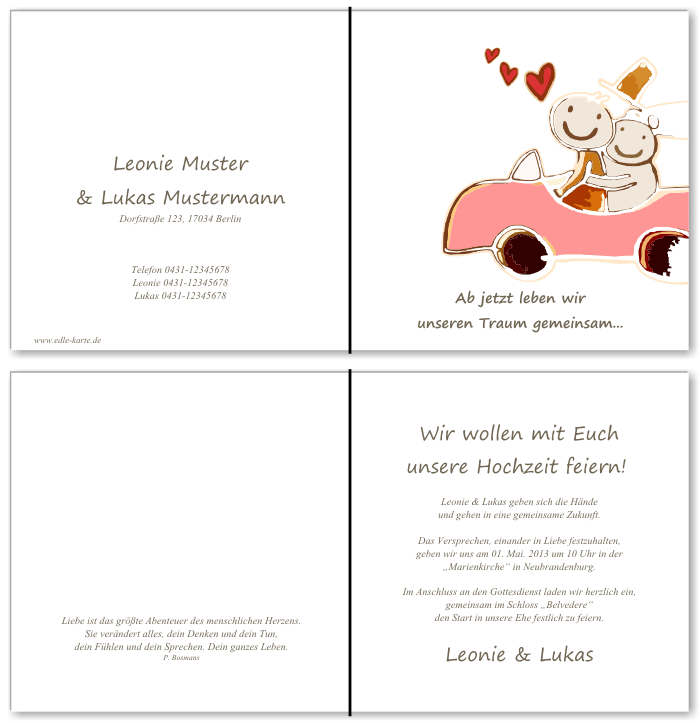  Einladungskarten Hochzeit, Hochzeitseinladungen, Hochzeitskarten, Einladungen f&uuml;r Hochzeit