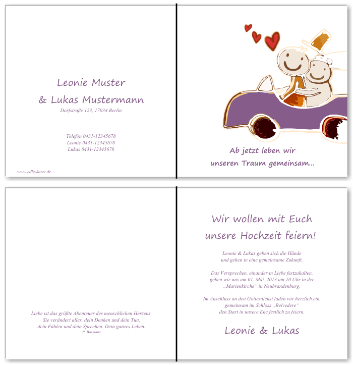  Einladungskarten Hochzeit, Hochzeitseinladungen, Hochzeitskarten, Einladungen f&uuml;r Hochzeit