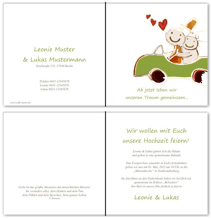  Einladungskarten Hochzeit, Hochzeitseinladungen, Hochzeitskarten, Einladungen f&uuml;r Hochzeit