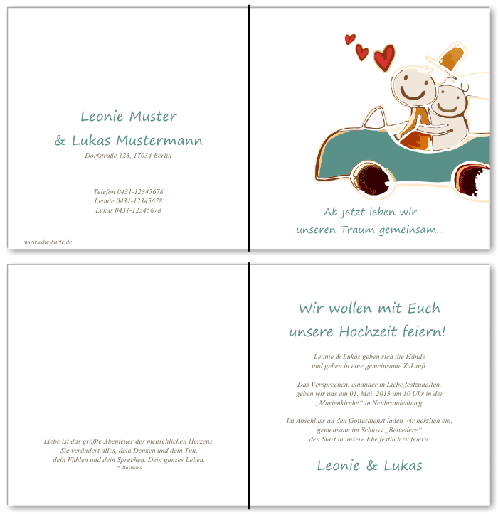  Einladungskarten Hochzeit, Hochzeitseinladungen, Hochzeitskarten, Einladungen f&uuml;r Hochzeit