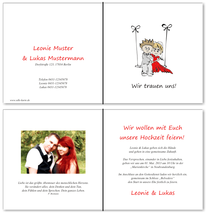  Einladungskarten Hochzeit, Hochzeitseinladungen, Hochzeitskarten, Einladungen f&uuml;r Hochzeit