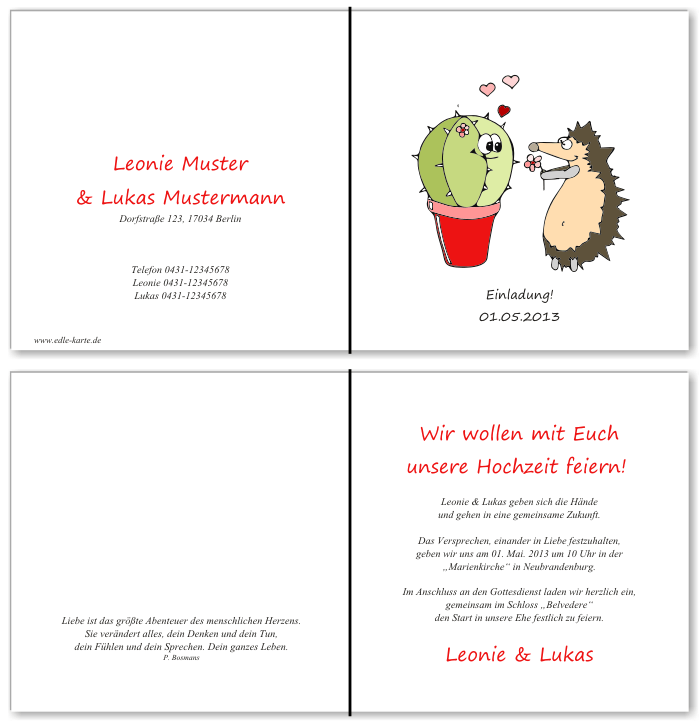  Einladungskarten Hochzeit, Hochzeitseinladungen, Hochzeitskarten, Einladungen f&uuml;r Hochzeit