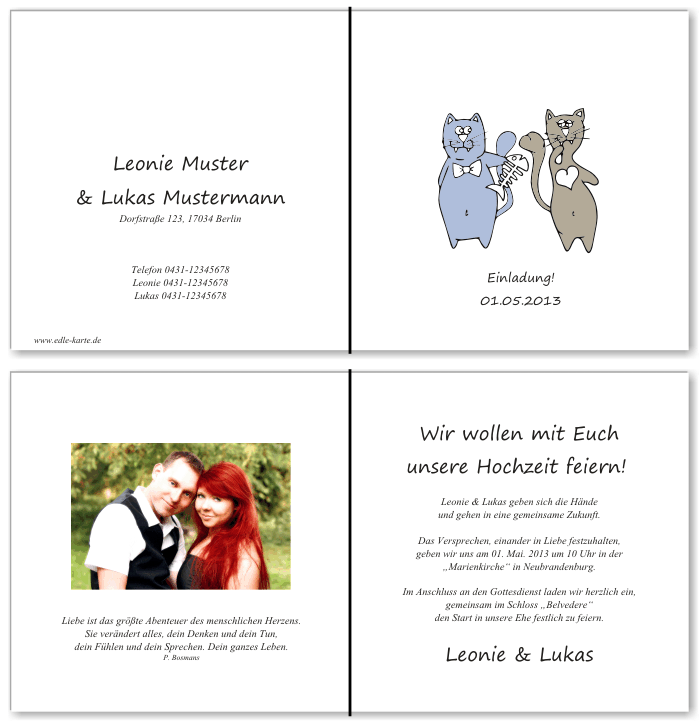  Einladungskarten Hochzeit, Hochzeitseinladungen, Hochzeitskarten, Einladungen f&uuml;r Hochzeit