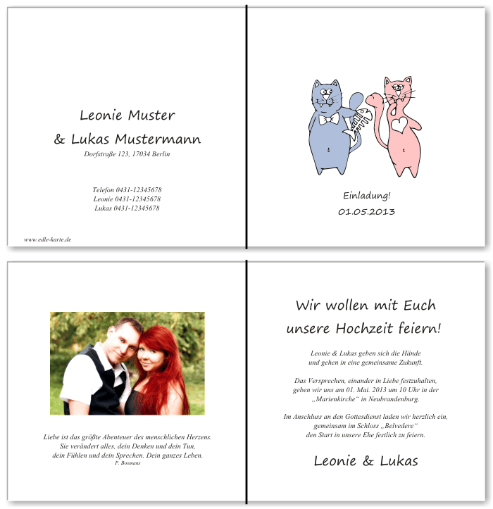  Einladungskarten Hochzeit, Hochzeitseinladungen, Hochzeitskarten, Einladungen f&uuml;r Hochzeit