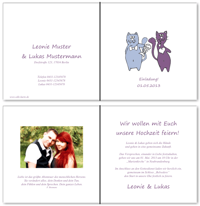  Einladungskarten Hochzeit, Hochzeitseinladungen, Hochzeitskarten, Einladungen f&uuml;r Hochzeit