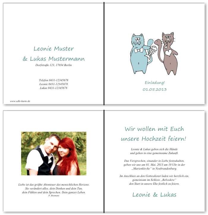  Einladungskarten Hochzeit, Hochzeitseinladungen, Hochzeitskarten, Einladungen f&uuml;r Hochzeit