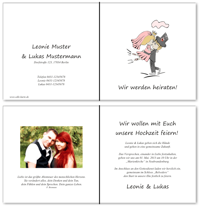 Einladungskarten Hochzeit, Hochzeitseinladungen, Hochzeitskarten, Einladungen f&uuml;r Hochzeit