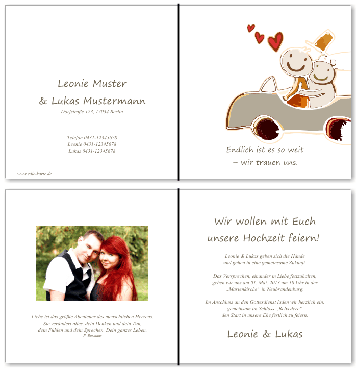  Einladungskarten Hochzeit, Hochzeitseinladungen, Hochzeitskarten, Einladungen f&uuml;r Hochzeit