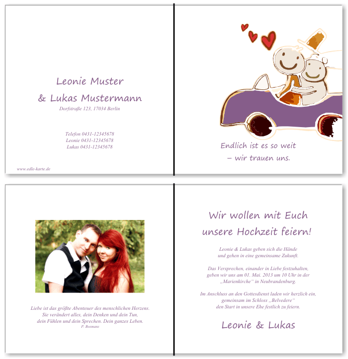  Einladungskarten Hochzeit, Hochzeitseinladungen, Hochzeitskarten, Einladungen f&uuml;r Hochzeit