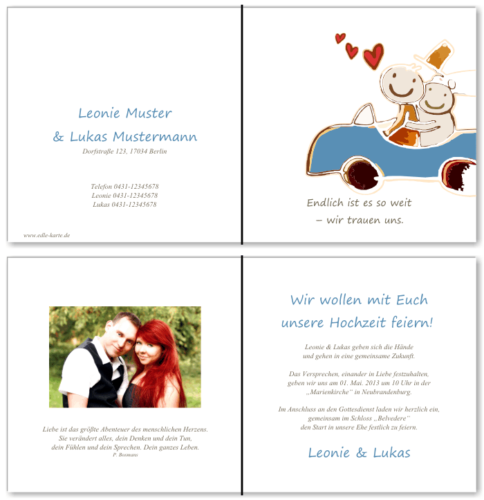  Einladungskarten Hochzeit, Hochzeitseinladungen, Hochzeitskarten, Einladungen f&uuml;r Hochzeit