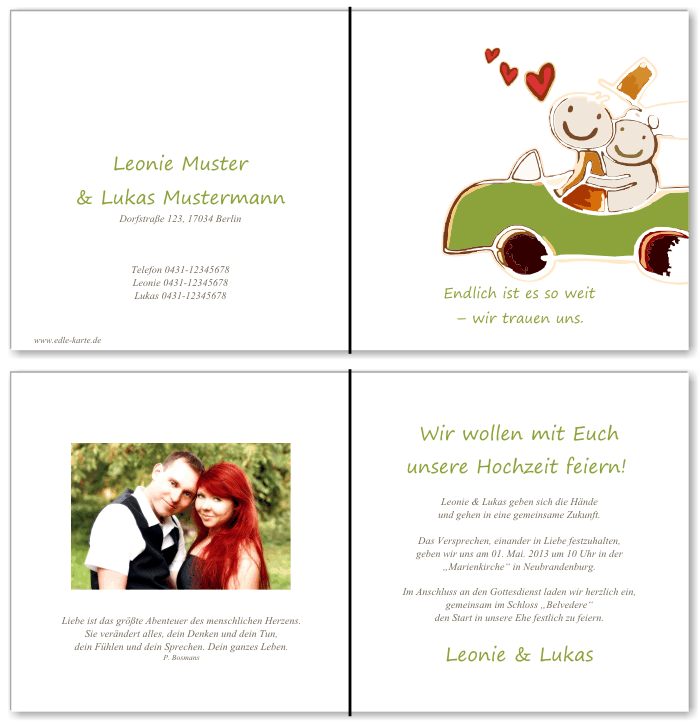  Einladungskarten Hochzeit, Hochzeitseinladungen, Hochzeitskarten, Einladungen f&uuml;r Hochzeit