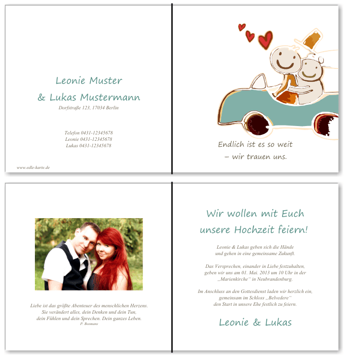  Einladungskarten Hochzeit, Hochzeitseinladungen, Hochzeitskarten, Einladungen f&uuml;r Hochzeit