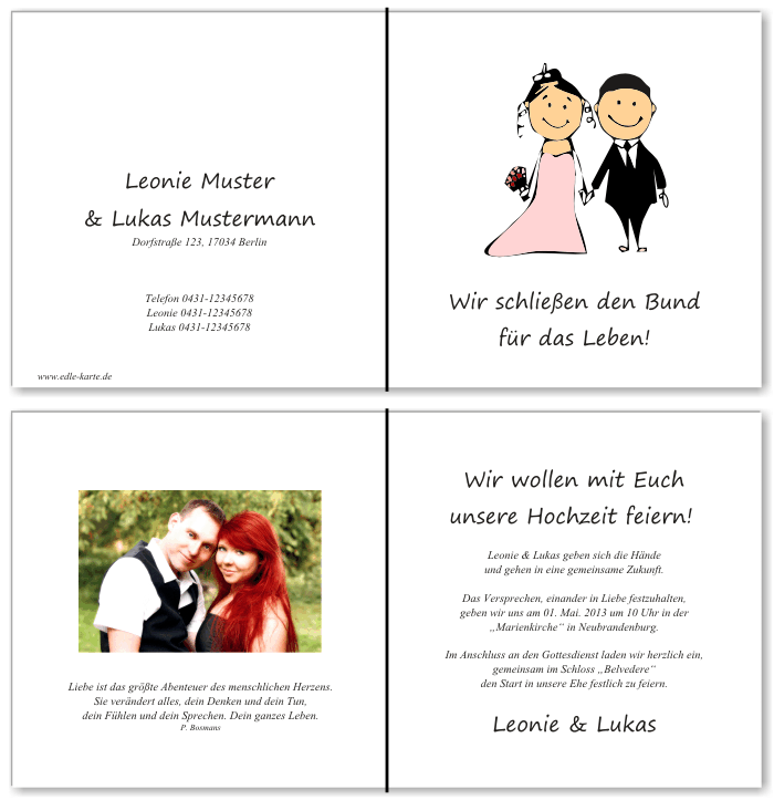  Einladungskarten Hochzeit, Hochzeitseinladungen, Hochzeitskarten, Einladungen f&uuml;r Hochzeit