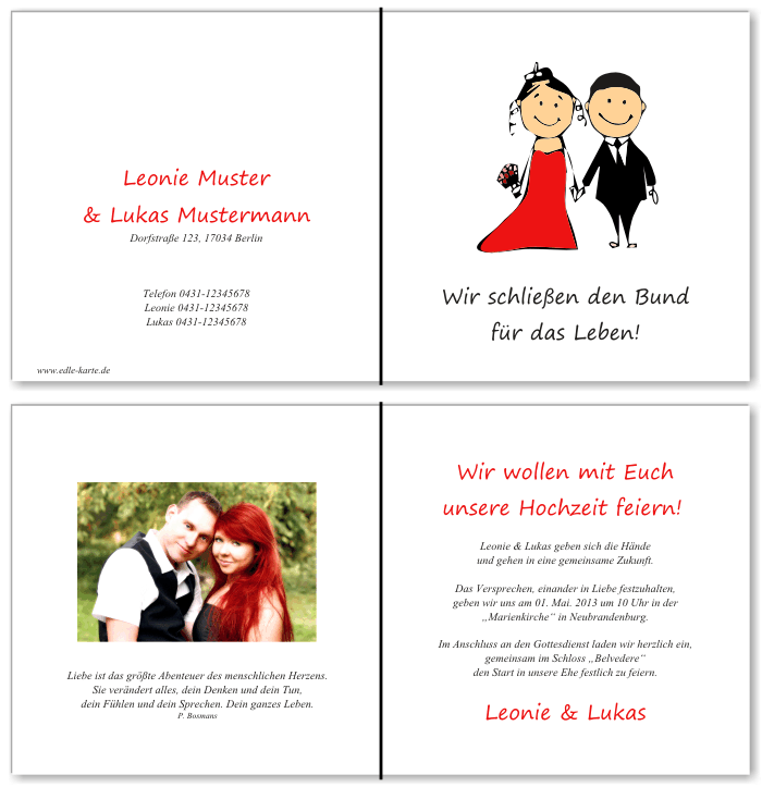  Einladungskarten Hochzeit, Hochzeitseinladungen, Hochzeitskarten, Einladungen f&uuml;r Hochzeit