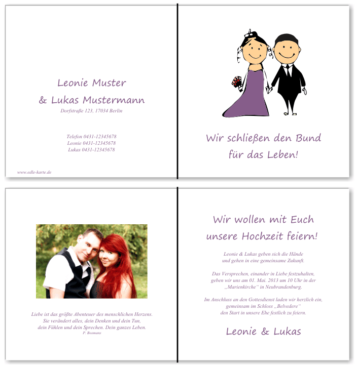  Einladungskarten Hochzeit, Hochzeitseinladungen, Hochzeitskarten, Einladungen f&uuml;r Hochzeit