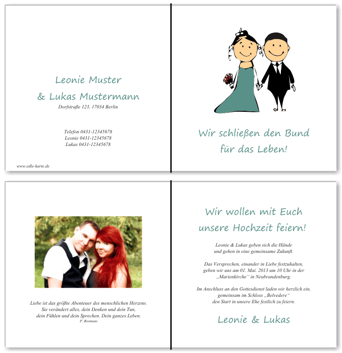  Einladungskarten Hochzeit, Hochzeitseinladungen, Hochzeitskarten, Einladungen f&uuml;r Hochzeit