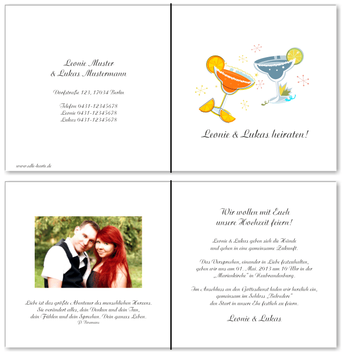  Einladungskarten Hochzeit, Hochzeitseinladungen, Hochzeitskarten, Einladungen f&uuml;r Hochzeit