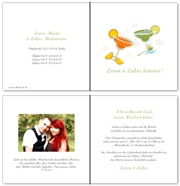  Einladungskarten Hochzeit, Hochzeitseinladungen, Hochzeitskarten, Einladungen f&uuml;r Hochzeit