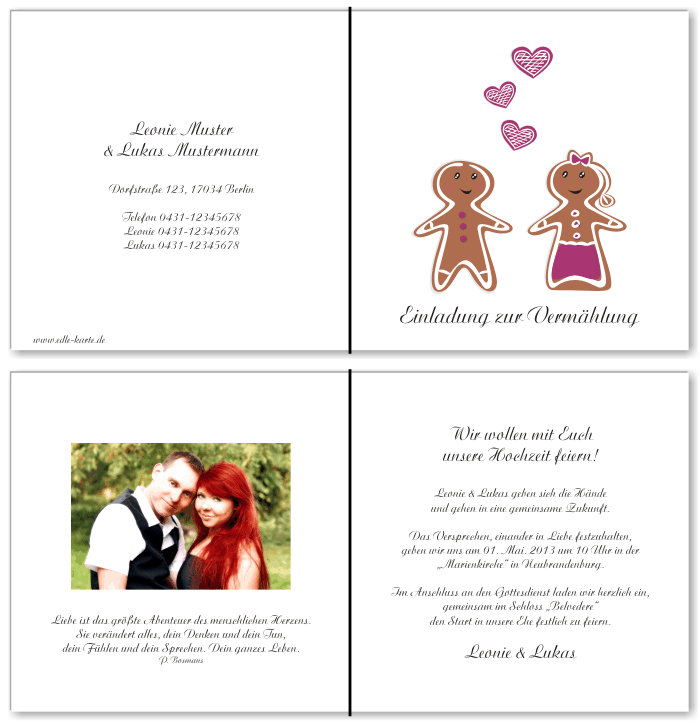  Einladungskarten Hochzeit, Hochzeitseinladungen, Hochzeitskarten, Einladungen f&uuml;r Hochzeit