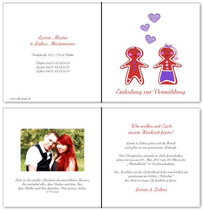  Einladungskarten Hochzeit, Hochzeitseinladungen, Hochzeitskarten, Einladungen f&uuml;r Hochzeit