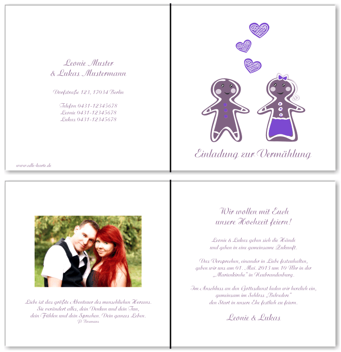  Einladungskarten Hochzeit, Hochzeitseinladungen, Hochzeitskarten, Einladungen f&uuml;r Hochzeit