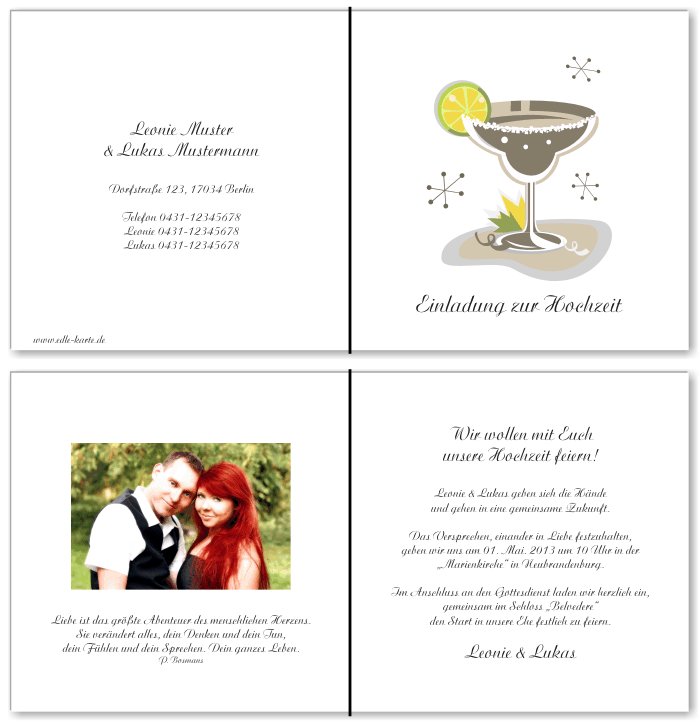  Einladungskarten Hochzeit, Hochzeitseinladungen, Hochzeitskarten, Einladungen f&uuml;r Hochzeit