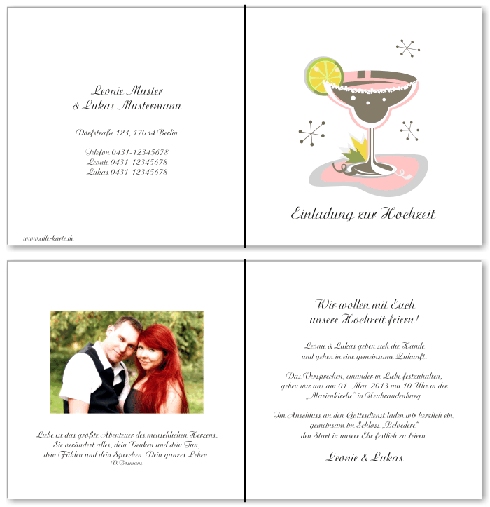  Einladungskarten Hochzeit, Hochzeitseinladungen, Hochzeitskarten, Einladungen f&uuml;r Hochzeit