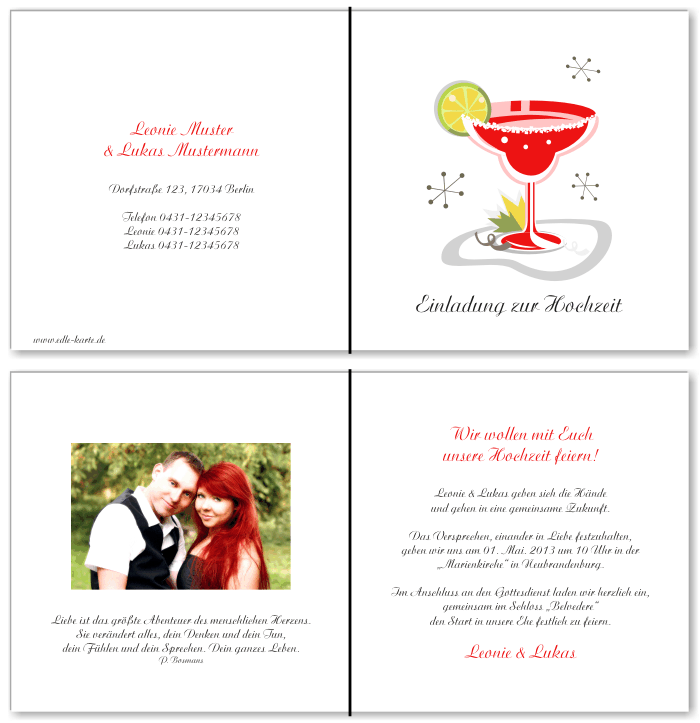  Einladungskarten Hochzeit, Hochzeitseinladungen, Hochzeitskarten, Einladungen f&uuml;r Hochzeit