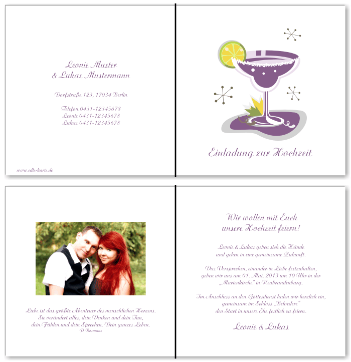  Einladungskarten Hochzeit, Hochzeitseinladungen, Hochzeitskarten, Einladungen f&uuml;r Hochzeit