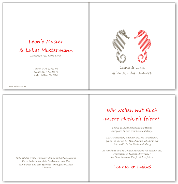  Einladungskarten Hochzeit, Hochzeitseinladungen, Hochzeitskarten, Einladungen f&uuml;r Hochzeit