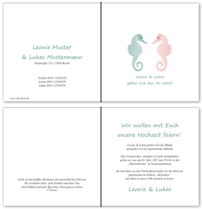  Einladungskarten Hochzeit, Hochzeitseinladungen, Hochzeitskarten, Einladungen f&uuml;r Hochzeit