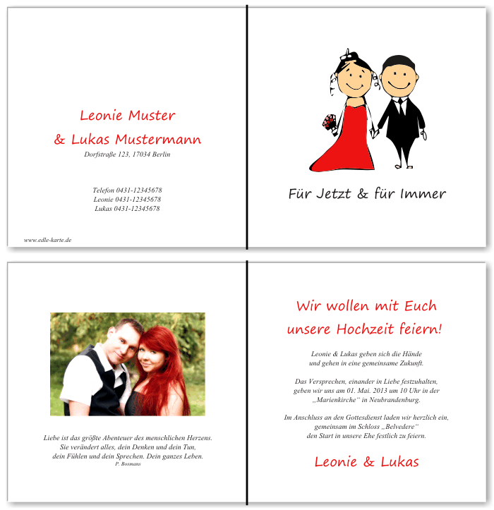  Einladungskarten Hochzeit, Hochzeitseinladungen, Hochzeitskarten, Einladungen f&uuml;r Hochzeit