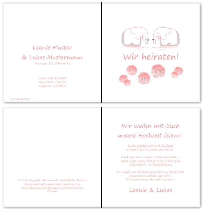  Einladungskarten Hochzeit, Hochzeitseinladungen, Hochzeitskarten, Einladungen f&uuml;r Hochzeit