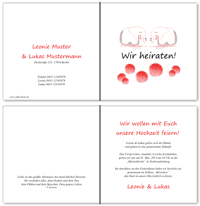  Einladungskarten Hochzeit, Hochzeitseinladungen, Hochzeitskarten, Einladungen f&uuml;r Hochzeit