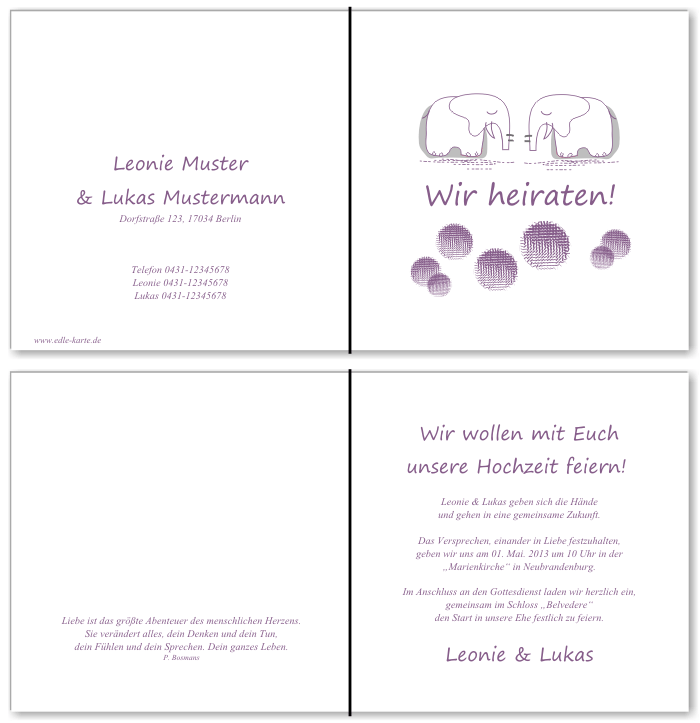  Einladungskarten Hochzeit, Hochzeitseinladungen, Hochzeitskarten, Einladungen f&uuml;r Hochzeit