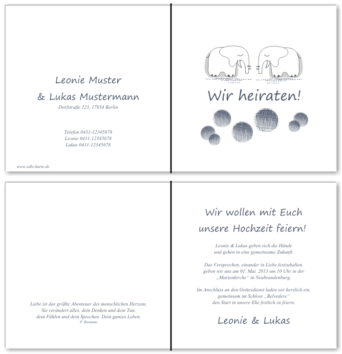  Einladungskarten Hochzeit, Hochzeitseinladungen, Hochzeitskarten, Einladungen f&uuml;r Hochzeit