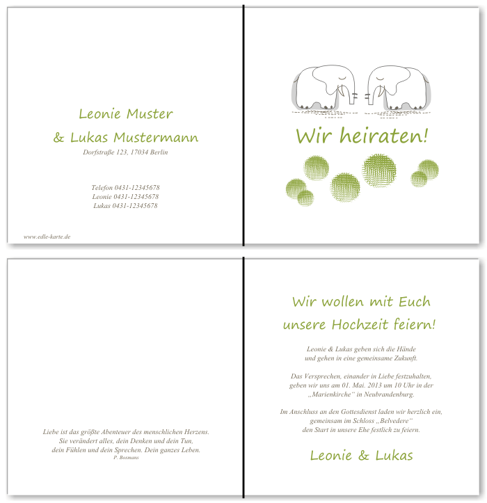  Einladungskarten Hochzeit, Hochzeitseinladungen, Hochzeitskarten, Einladungen f&uuml;r Hochzeit