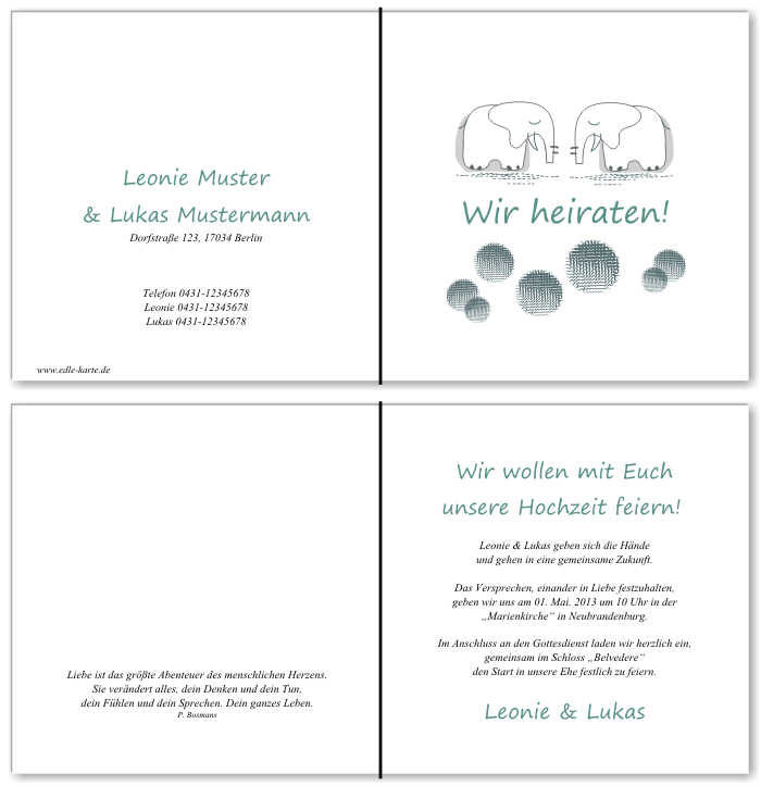  Einladungskarten Hochzeit, Hochzeitseinladungen, Hochzeitskarten, Einladungen f&uuml;r Hochzeit